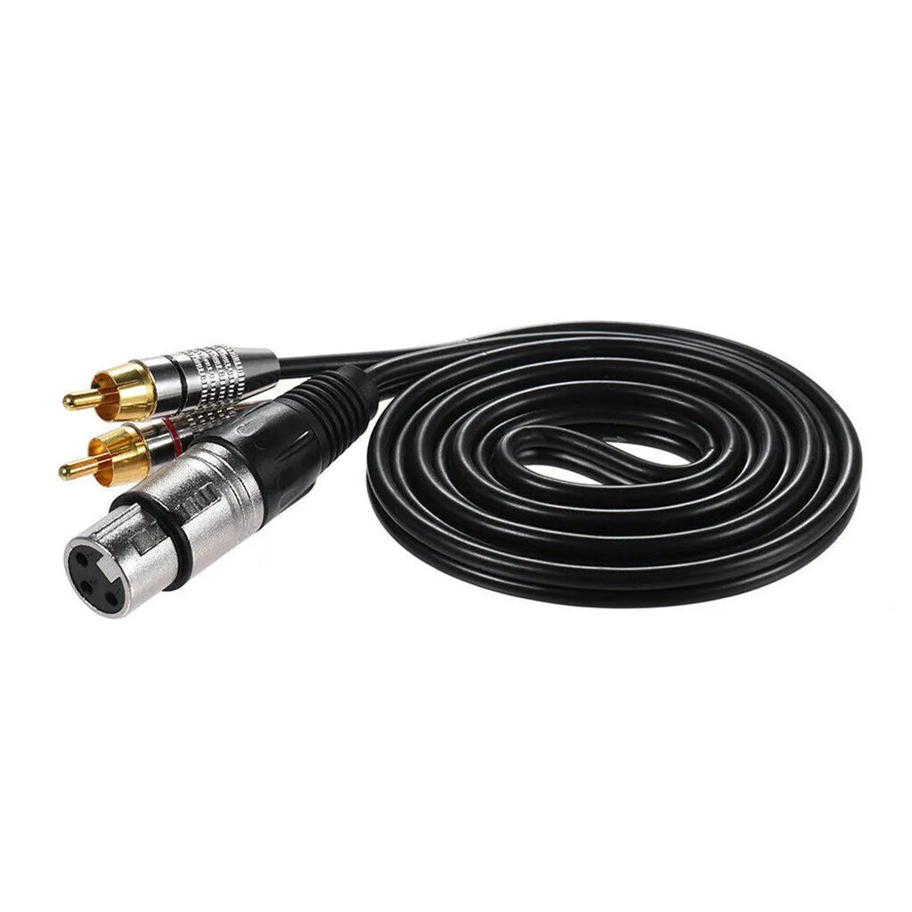 XLR to dual RCA audio cable with bare copper 3-core construction and PVC sheath for speaker and amplifier connection