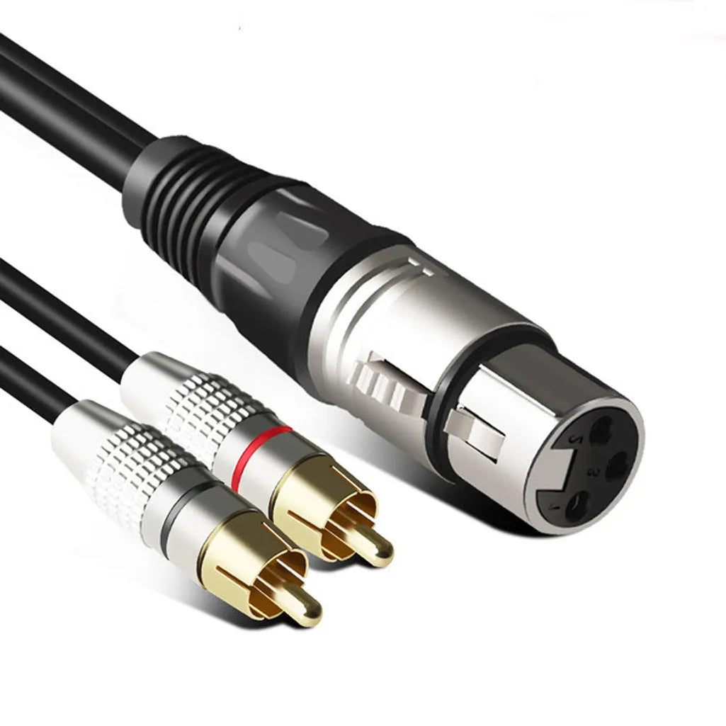 XLR to dual RCA audio cable with bare copper 3-core construction and PVC sheath for speaker and amplifier connection