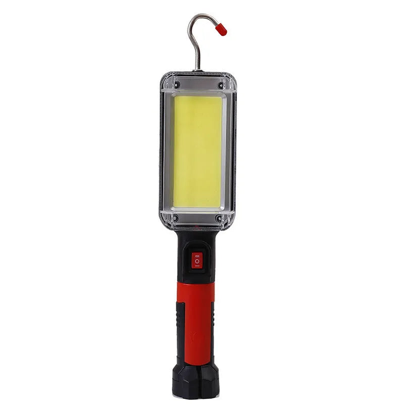 Red portable work lamp flashlight with magnetic hook and COB LED display