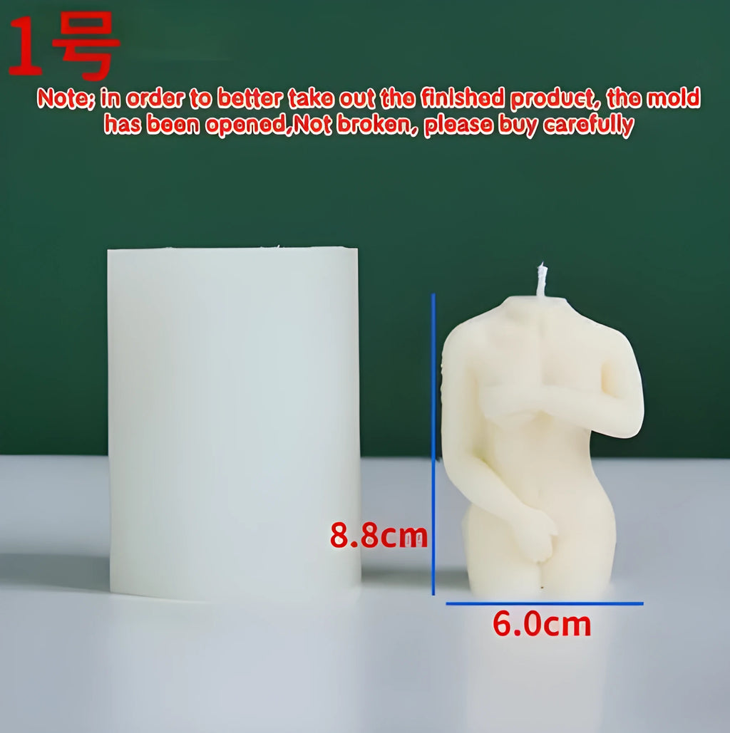Silicone female body candle mould showing detailed body shape design