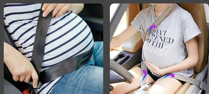Car seat belt for pregnant women anti-stroke cover in black with ABS buckle and polyester webbing