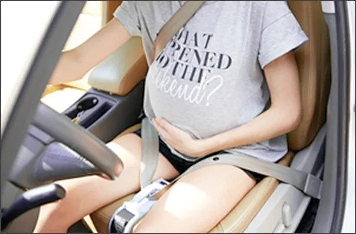Car seat belt for pregnant women anti-stroke cover in black with ABS buckle and polyester webbing