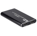 Black USB 3.0 HDMI video capture card with 1080P 60fps recording capability and 4K input support