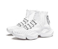 Men's black and white casual sports shoes with mesh interior lining available in UK sizes 39 to 47