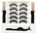 Magnetic false eyelash and eyeliner set with five pairs of reusable mink lashes in a box.