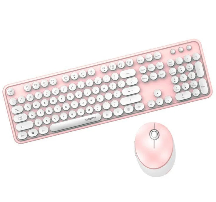 Ferris Hand wireless keyboard and mouse set in lipstick mixed colour with multimedia keys and ergonomic design
