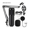 BM800 condenser microphone with V8 sound card, shock frame, pop filter, and adjustable mounting bracket