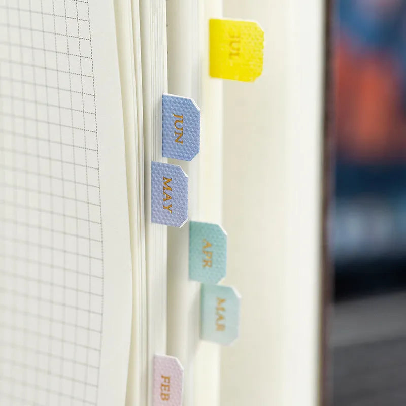 Gradient Morandi style label stickers in four colour options showing 88x110mm sizing