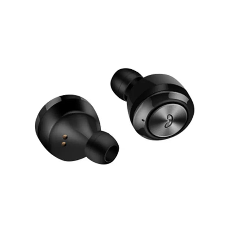 Black and white A6 TWS wireless Bluetooth earbuds with noise cancelling.