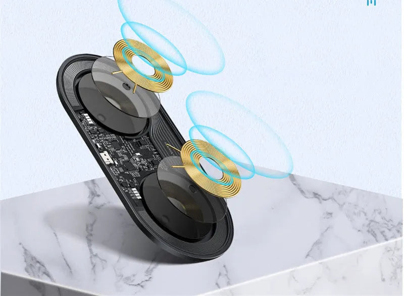 Baseus minimalist 2-in-1 wireless charger for phones and pods in three colour options
