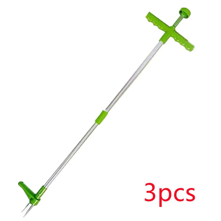 Manual aluminium and plastic garden weeding tool, 50cm long, for digging and weed pulling.