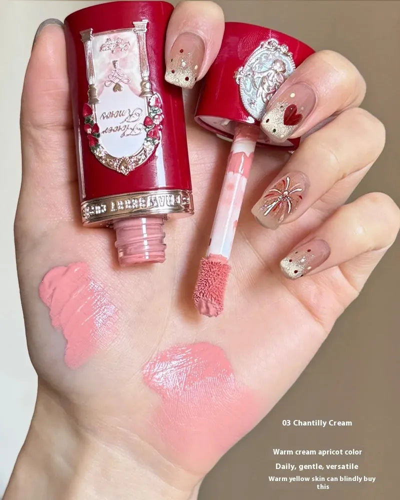 Cupid Series Liquid Blush bottle in one of six shades, showcasing its liquid formula on a hand swatch.