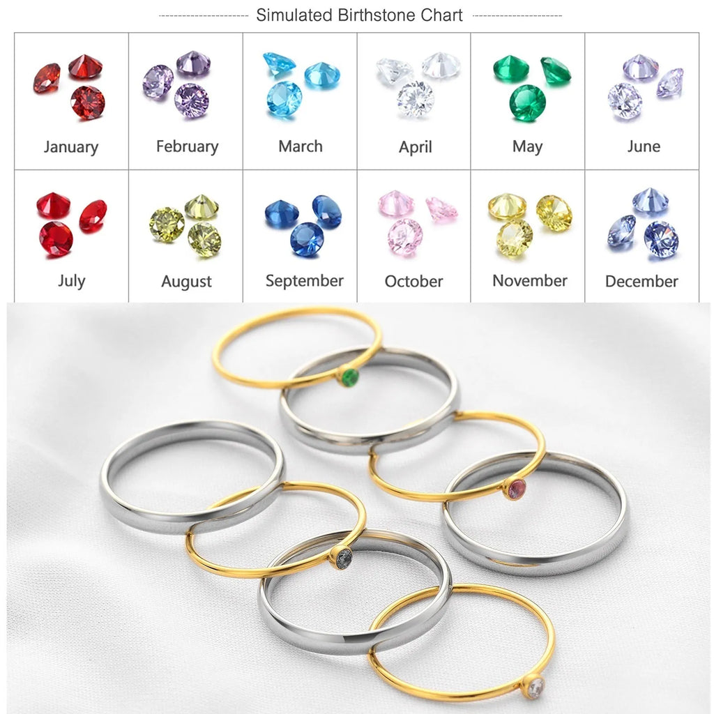 December birthstone titanium steel ring with geometric shape and superimposed engraving.