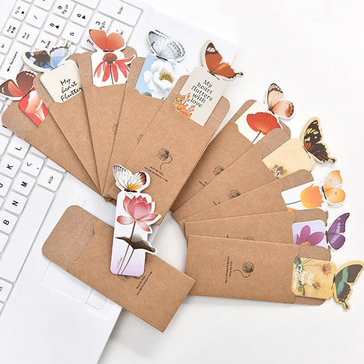 Butterfly paper bookmark with Japanese and South Korean cute design measuring 13.5cm by 5.5cm