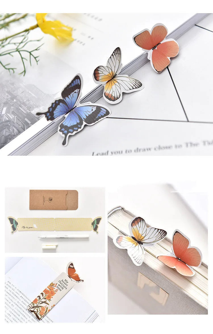 Butterfly paper bookmark with Japanese and South Korean cute design measuring 13.5cm by 5.5cm