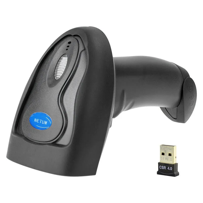 Black wireless laser barcode scanner handheld device with USB interface