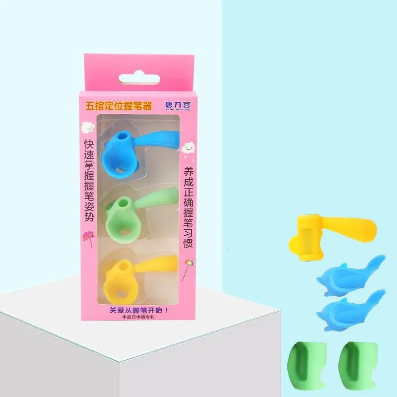 Children's writing orthosis pen holders with writing corrector in multiple colour and style options