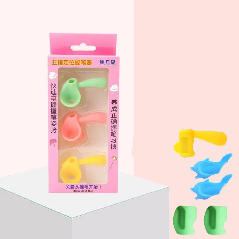 Children's writing orthosis pen holders with writing corrector in multiple colour and style options