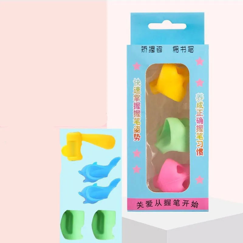 Children's writing orthosis pen holders with writing corrector in multiple colour and style options