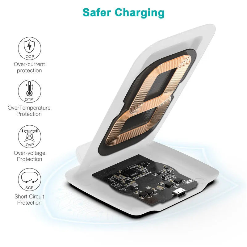 T524-S black wireless charger stand for Android with 9V fast charging and 2000mA output
