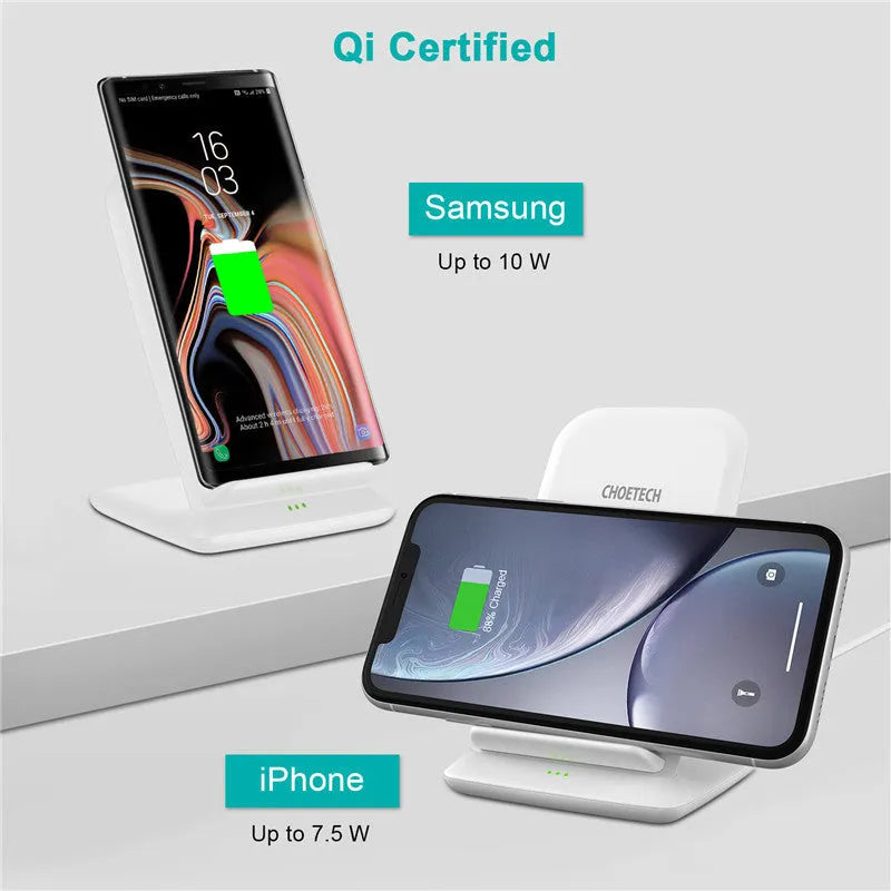 T524-S black wireless charger stand for Android with 9V fast charging and 2000mA output
