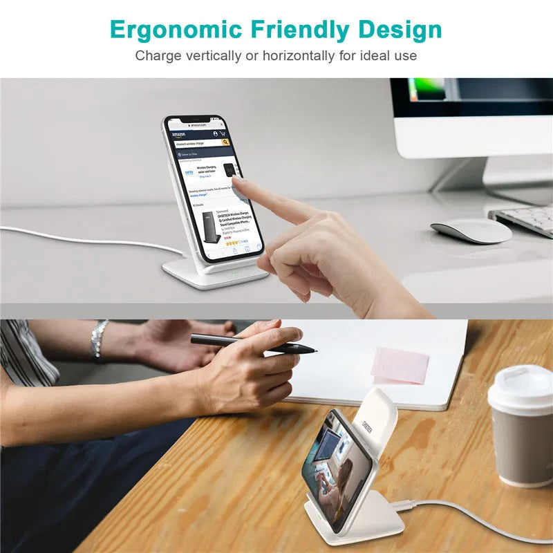 T524-S black wireless charger stand for Android with 9V fast charging and 2000mA output