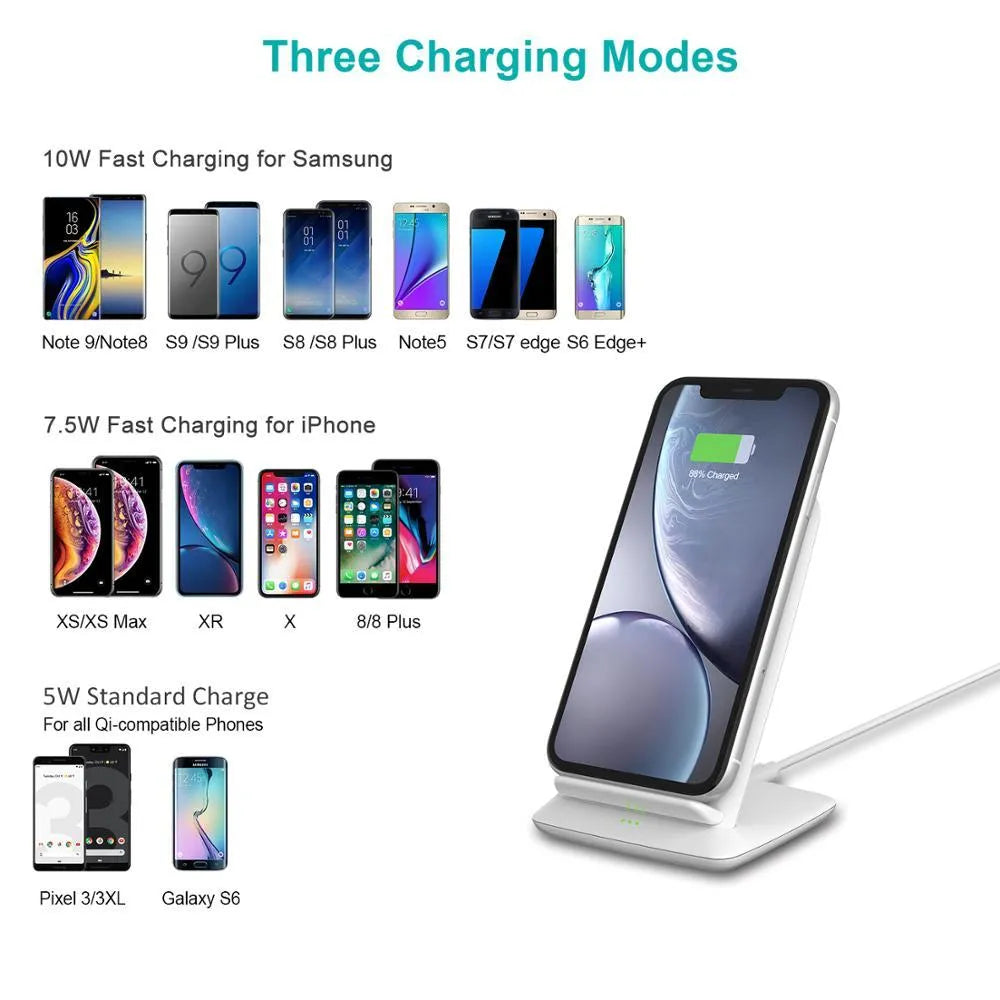 T524-S black wireless charger stand for Android with 9V fast charging and 2000mA output