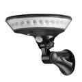White 360-degree solar-powered outdoor LED light with motion sensor on a stake.