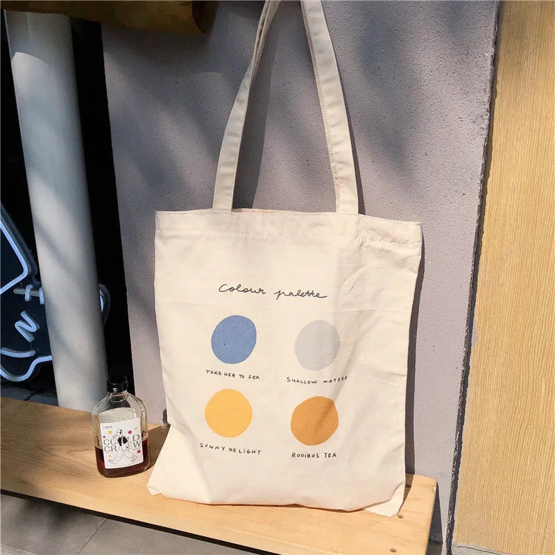 Women's geometric pattern canvas tote bag with shoulder straps in light pink colour