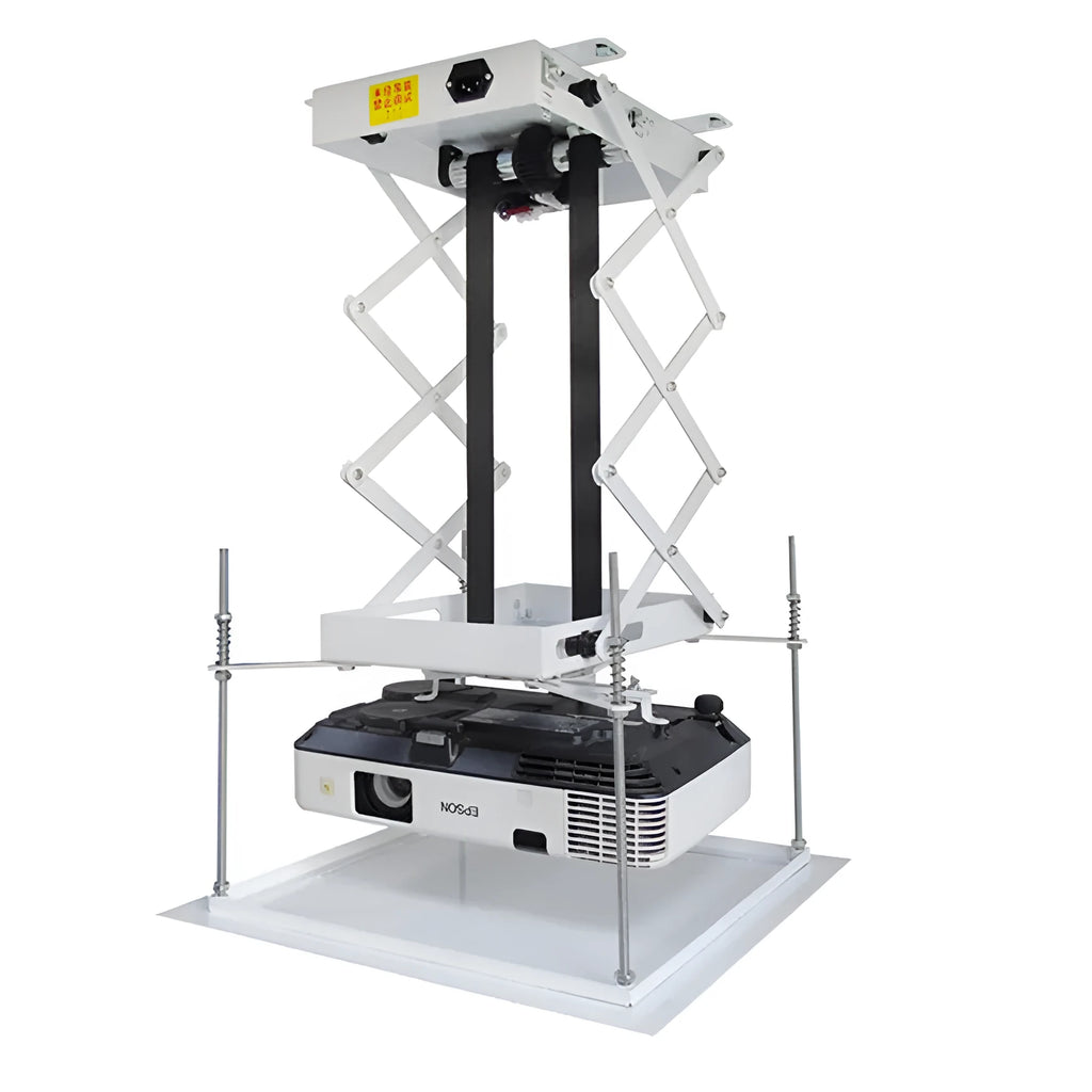 Electric projector lifting hanger with ultra-thin chassis and wireless remote control for ceiling mounting