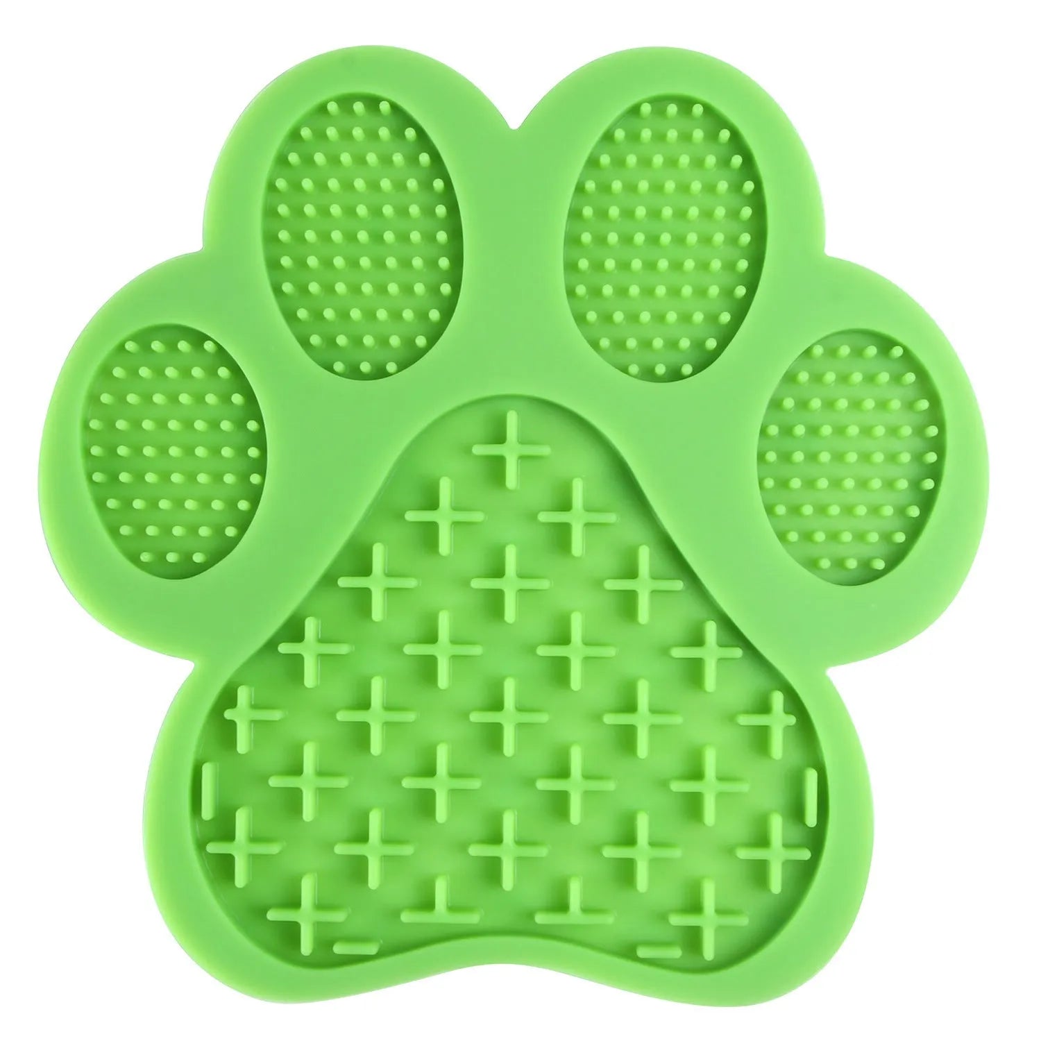Blue dog lick pad made from food-grade silicone, 180 mm square, with suction cups for wall mounting