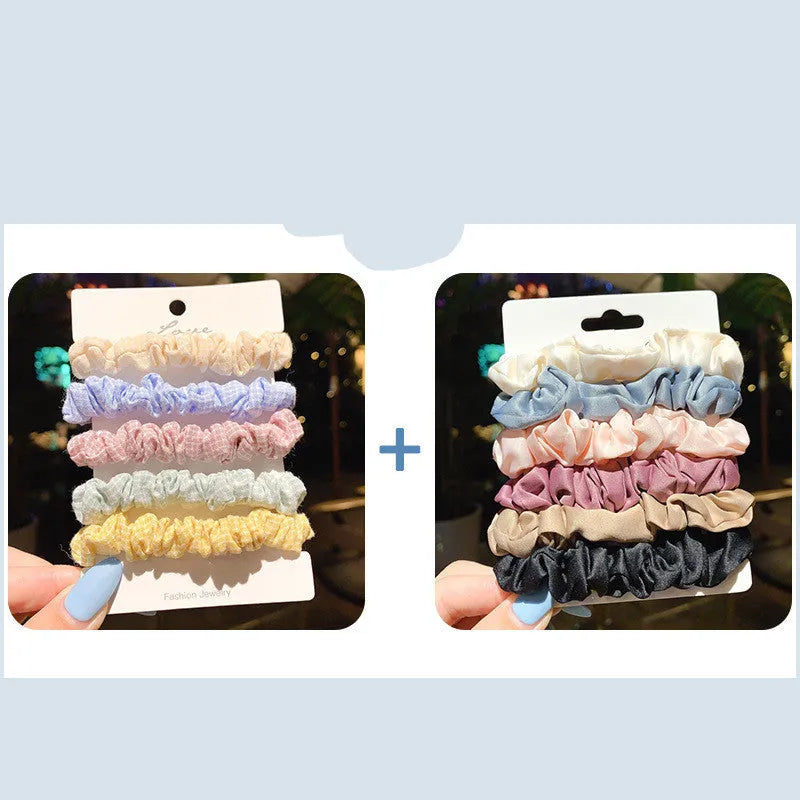 Children's 20-piece hair ring set showing small intestine hair rings and large intestine head ropes in autumn colours