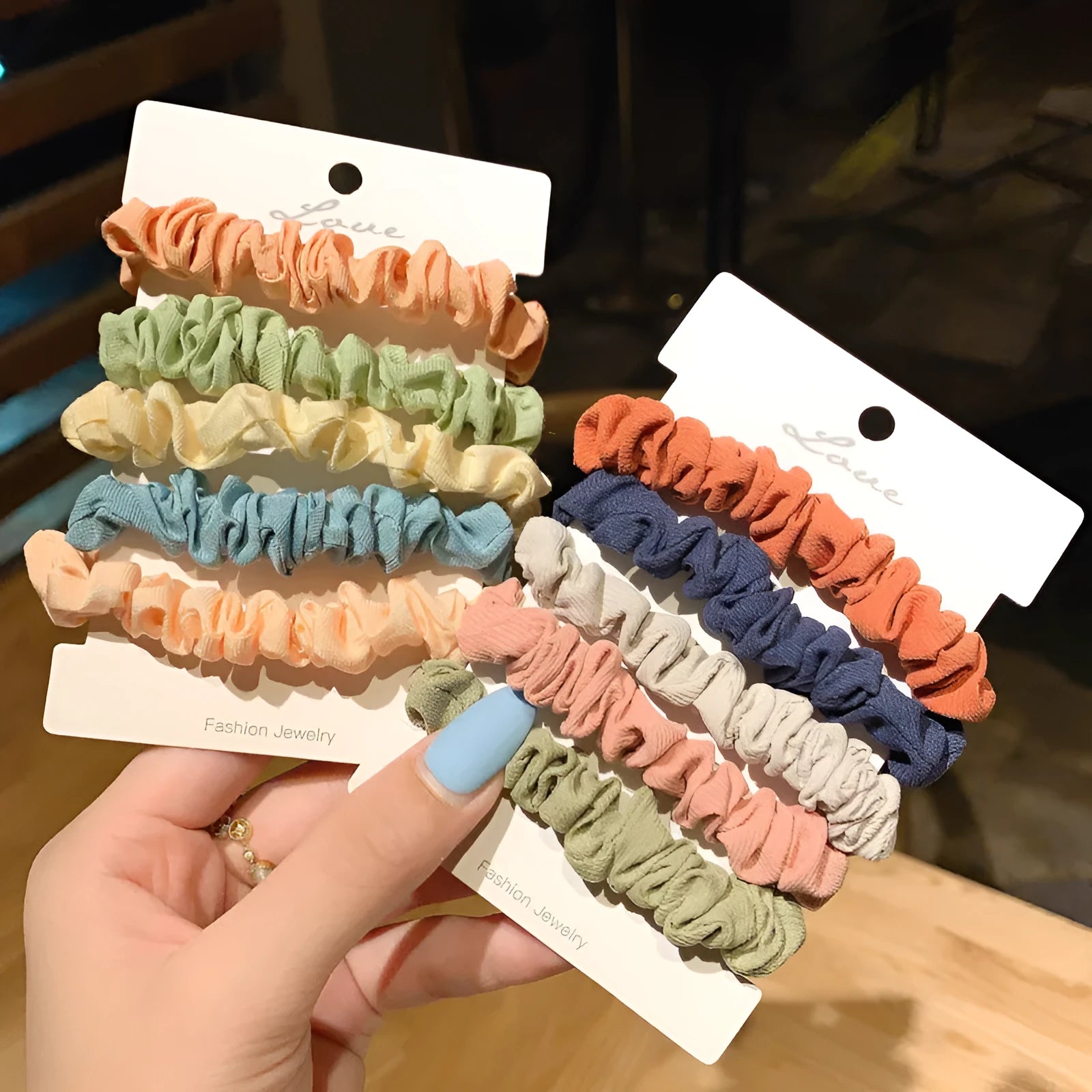 Children's 20-piece hair ring set showing small intestine hair rings and large intestine head ropes in autumn colours