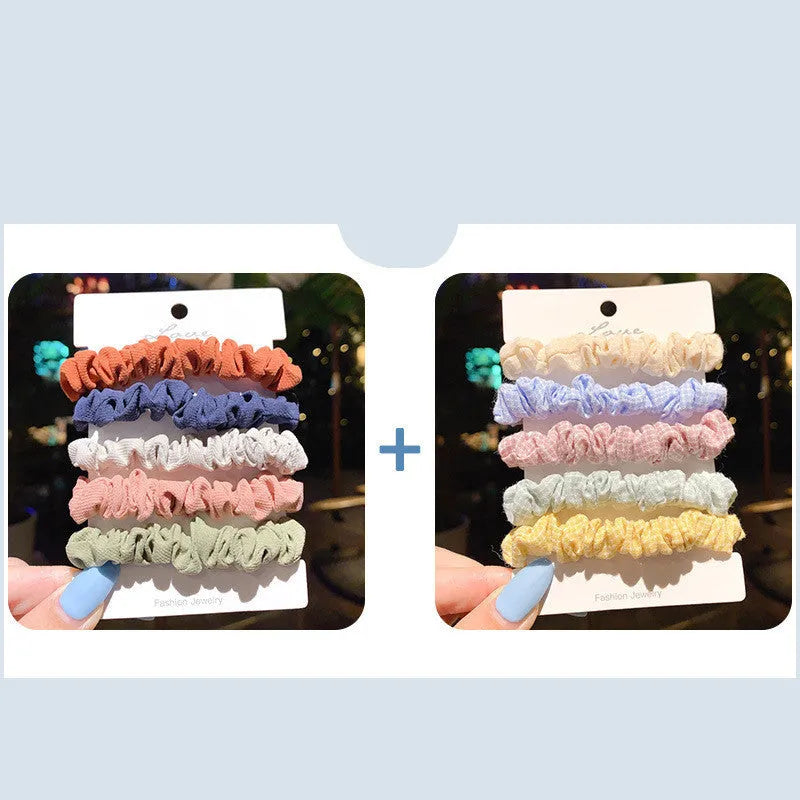 Children's 20-piece hair ring set showing small intestine hair rings and large intestine head ropes in autumn colours