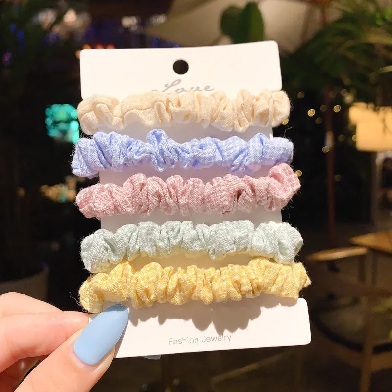 Children's 20-piece hair ring set showing small intestine hair rings and large intestine head ropes in autumn colours