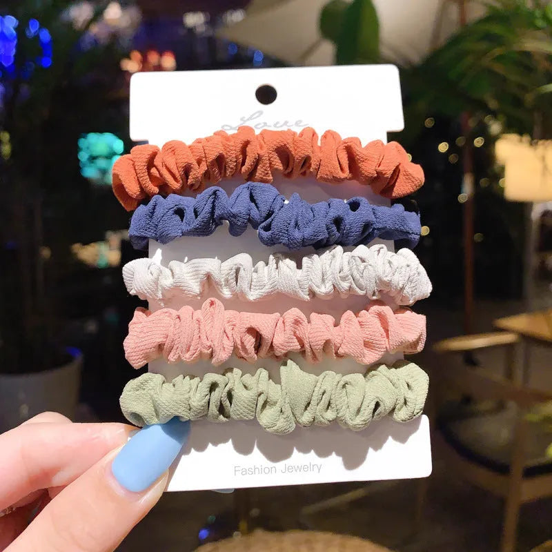 Children's 20-piece hair ring set showing small intestine hair rings and large intestine head ropes in autumn colours