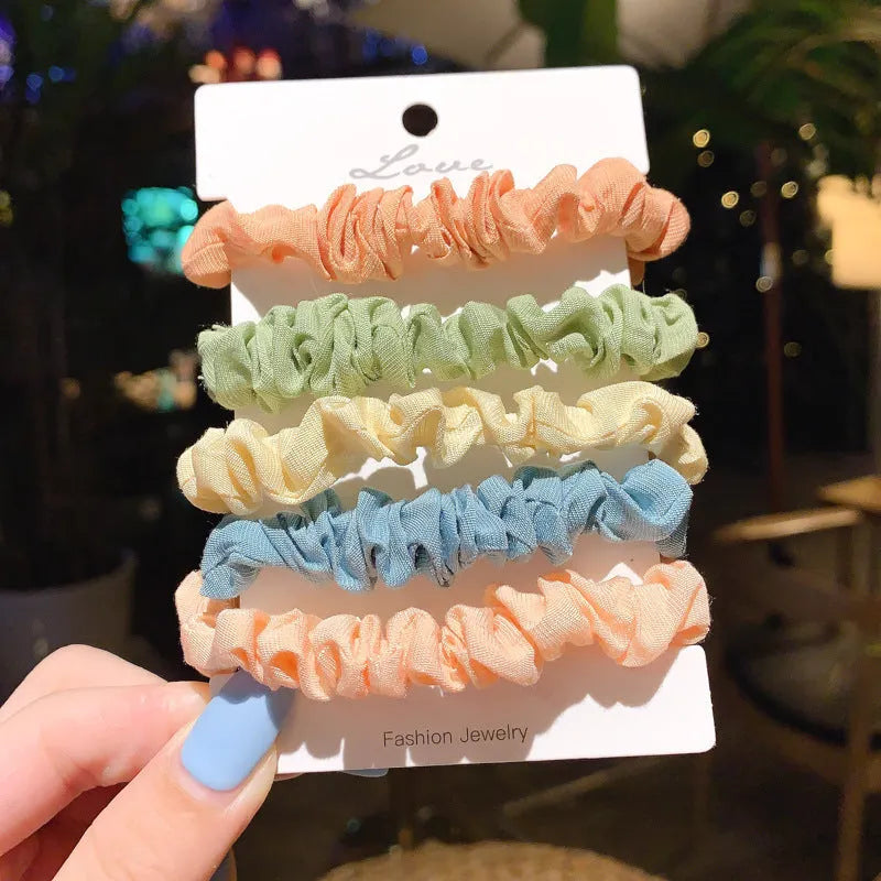 Children's 20-piece hair ring set showing small intestine hair rings and large intestine head ropes in autumn colours