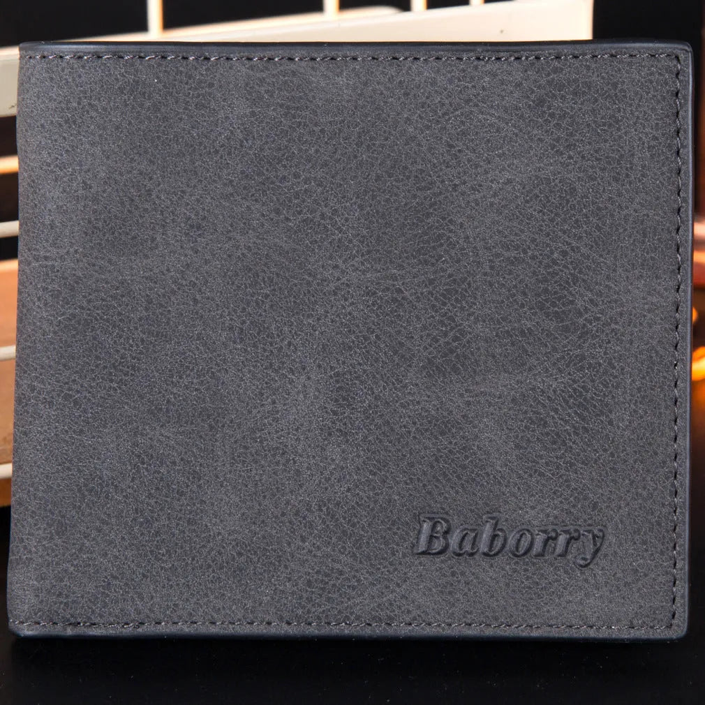 Fashion RFID mens wallet small mini wallet purse with zippered coin bag in black PU leather