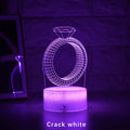 3D diamond ring LED night light with colour changing modes on black background