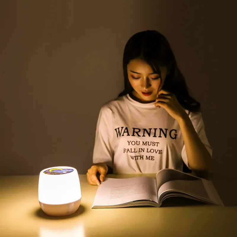 Pruixin rotating projector night light displaying star and love patterns on a wall