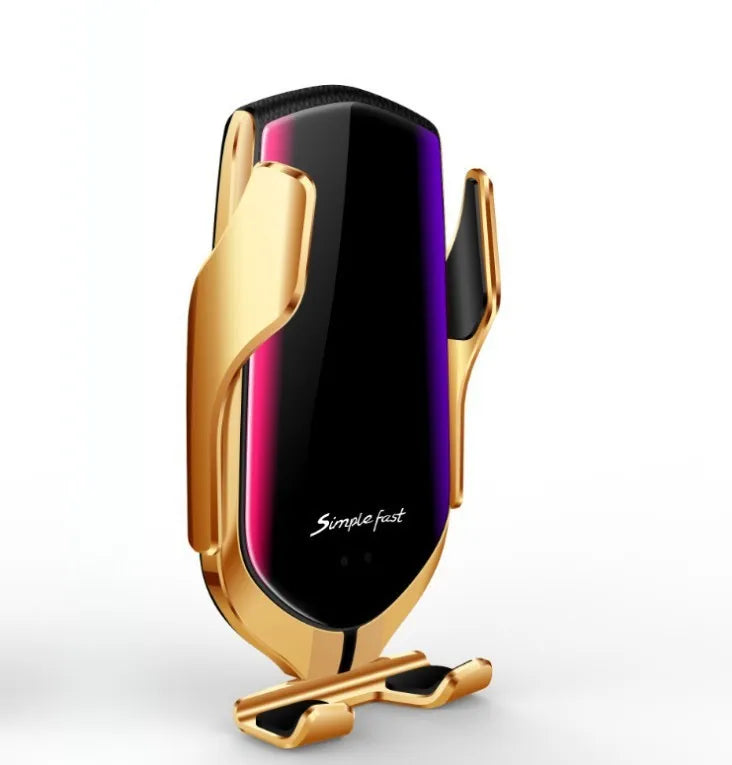 Magic Clip R1 automatic car phone holder with wireless charging in gold or silver finish