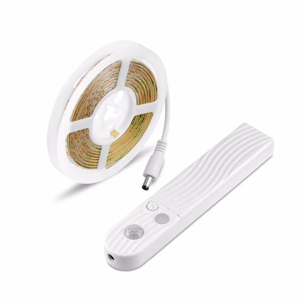 Motion sensor LED light strip under cabinet with induction battery box, 1 metre length, warm white