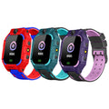 Z6 Q19 children's smart phone watch in green, purple, and red colours showing 1.44 inch touch screen