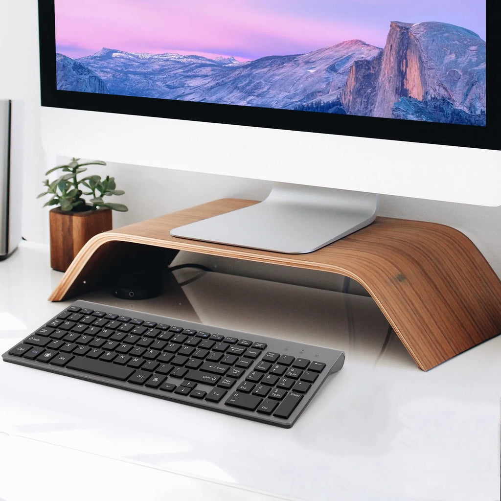 Wireless keyboard iron gray silicone keys ultra-thin profile with Nano USB receiver stored on back
