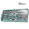 20-piece metric tap and die set with alloy steel construction for hand threading applications