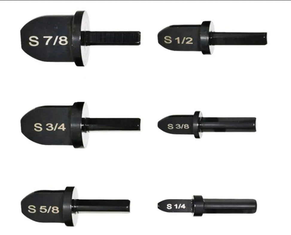 Electric tube expander 6pc set stainless steel black copper pipe expanders for drill HVAC installation sizes 7/8 to 1/4 inch