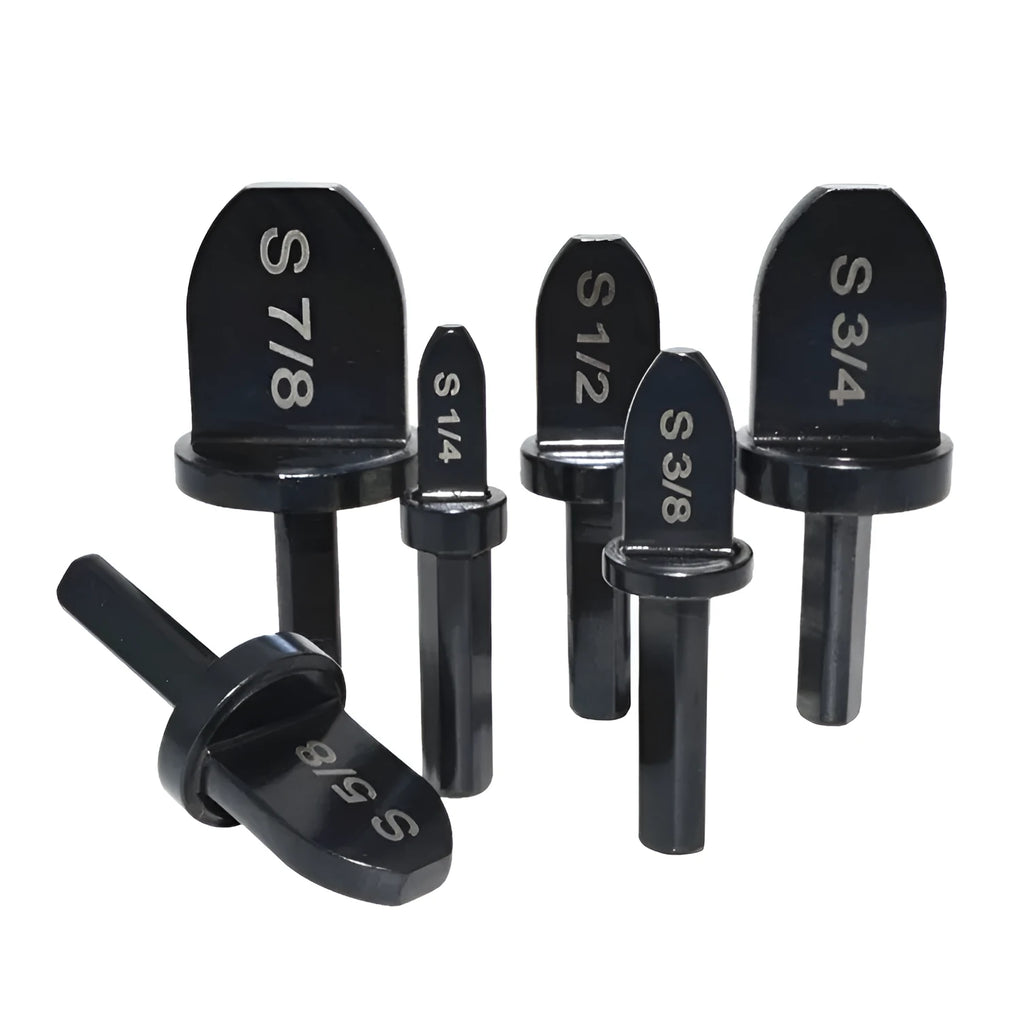 Electric tube expander 6pc set stainless steel black copper pipe expanders for drill HVAC installation sizes 7/8 to 1/4 inch