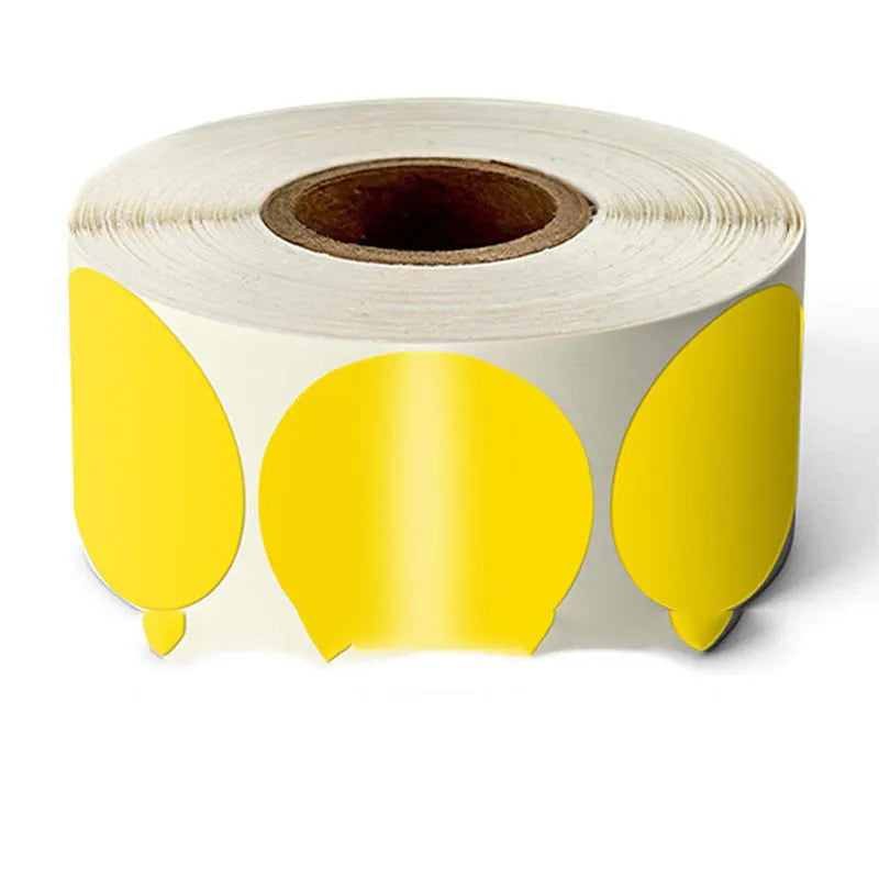 Round colour marker sticker roll paper showing multiple coloured circles on a roll, including kraft paper, red, blue, and yellow.