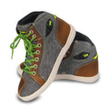 Black and grey motorcycle short boots showing breathable design with anti-slip soles for rider safety