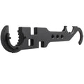 Black steel combination wrench for AR15 and M4 rifles on a plain background.